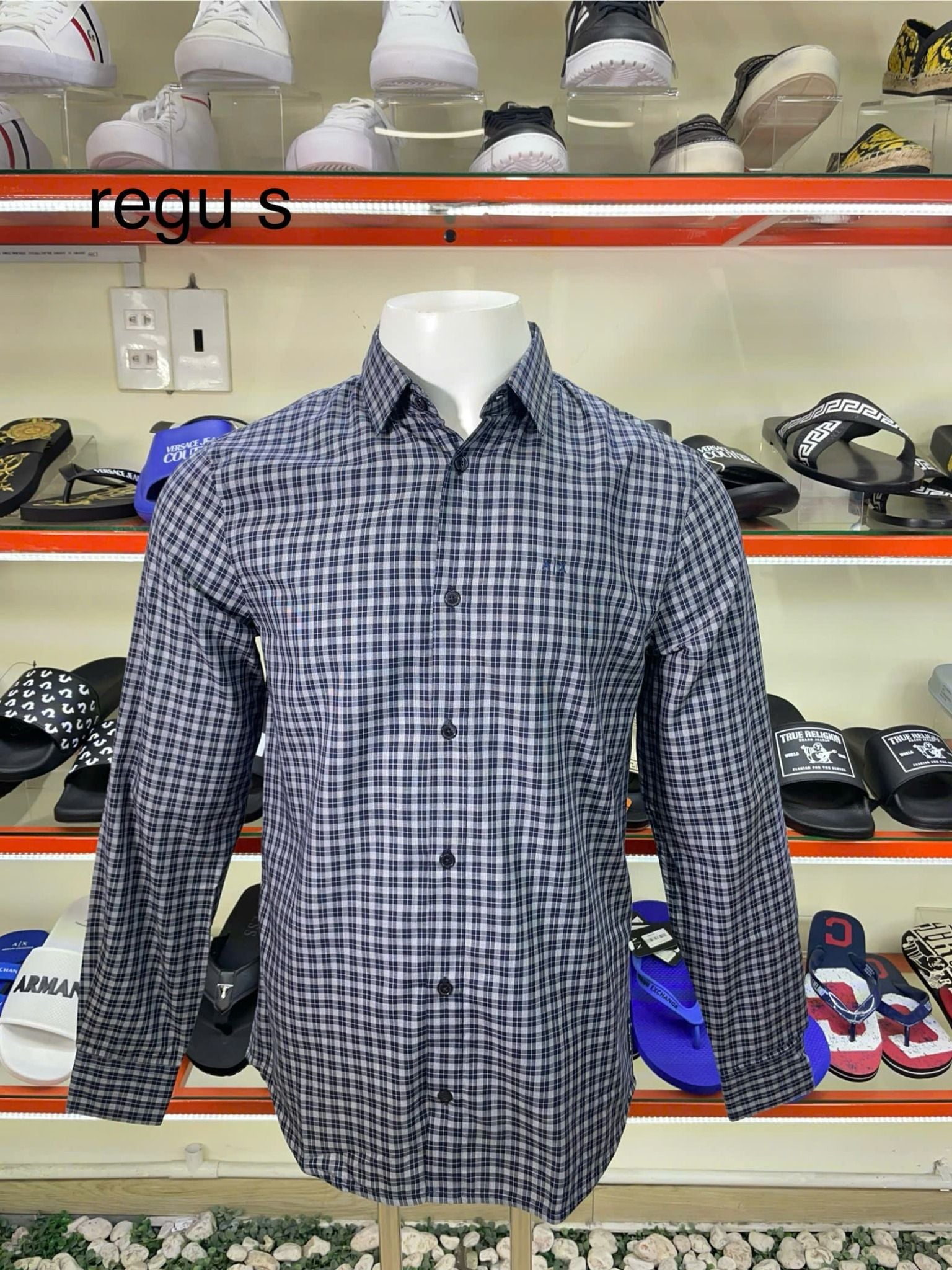 Áo Sơ Mi Tay Dài A/X Armani Exchange Xanh Sọc Caro - New - 6LZC06 ZNMIZ - PA03