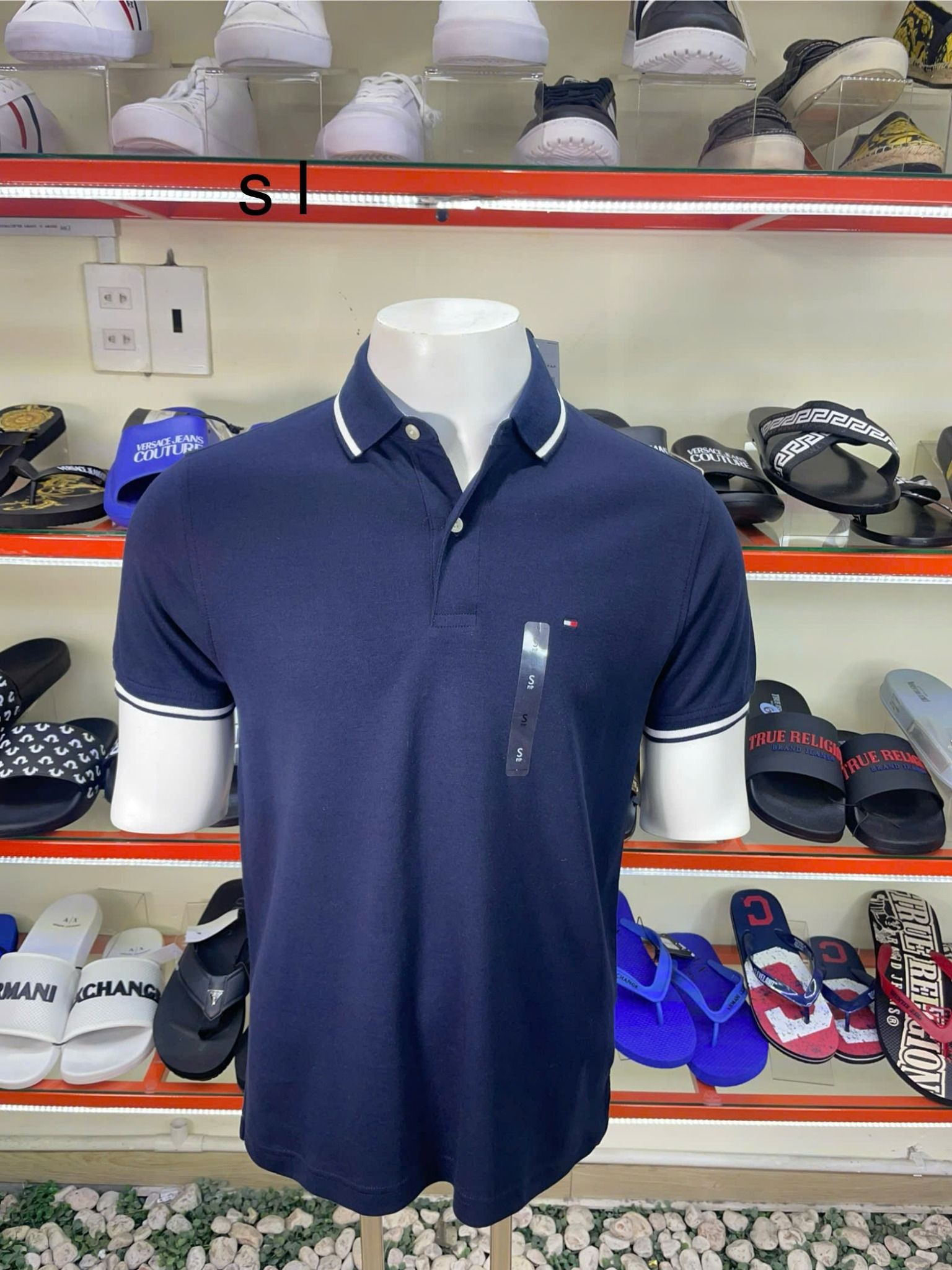 Áo Polo Tommy Hilfiger Xanh Navy Cổ Viền Trắng - New - 78JA736 410 FAP