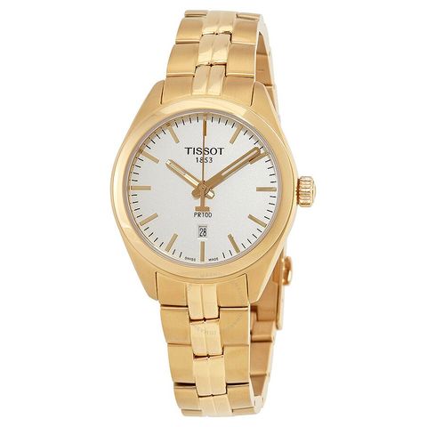 PR 100 Silver Dial Rose Gold PVD Ladies Watch T101.210.33.031.01