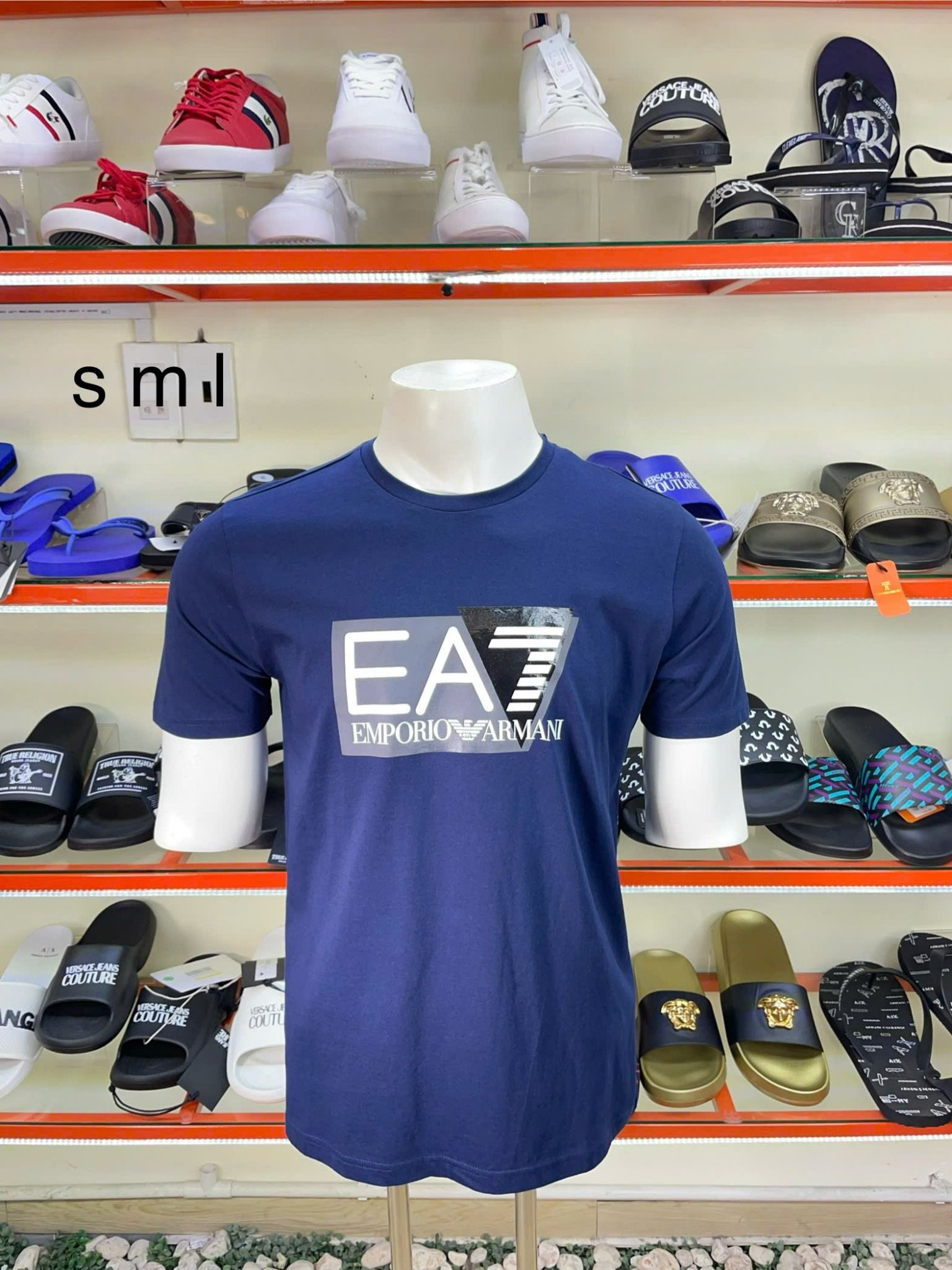 Áo Thun EA7 Emporio Armani Xanh Navy Chữ Trắng - New - 3DPT81 PJM9Z - PA02