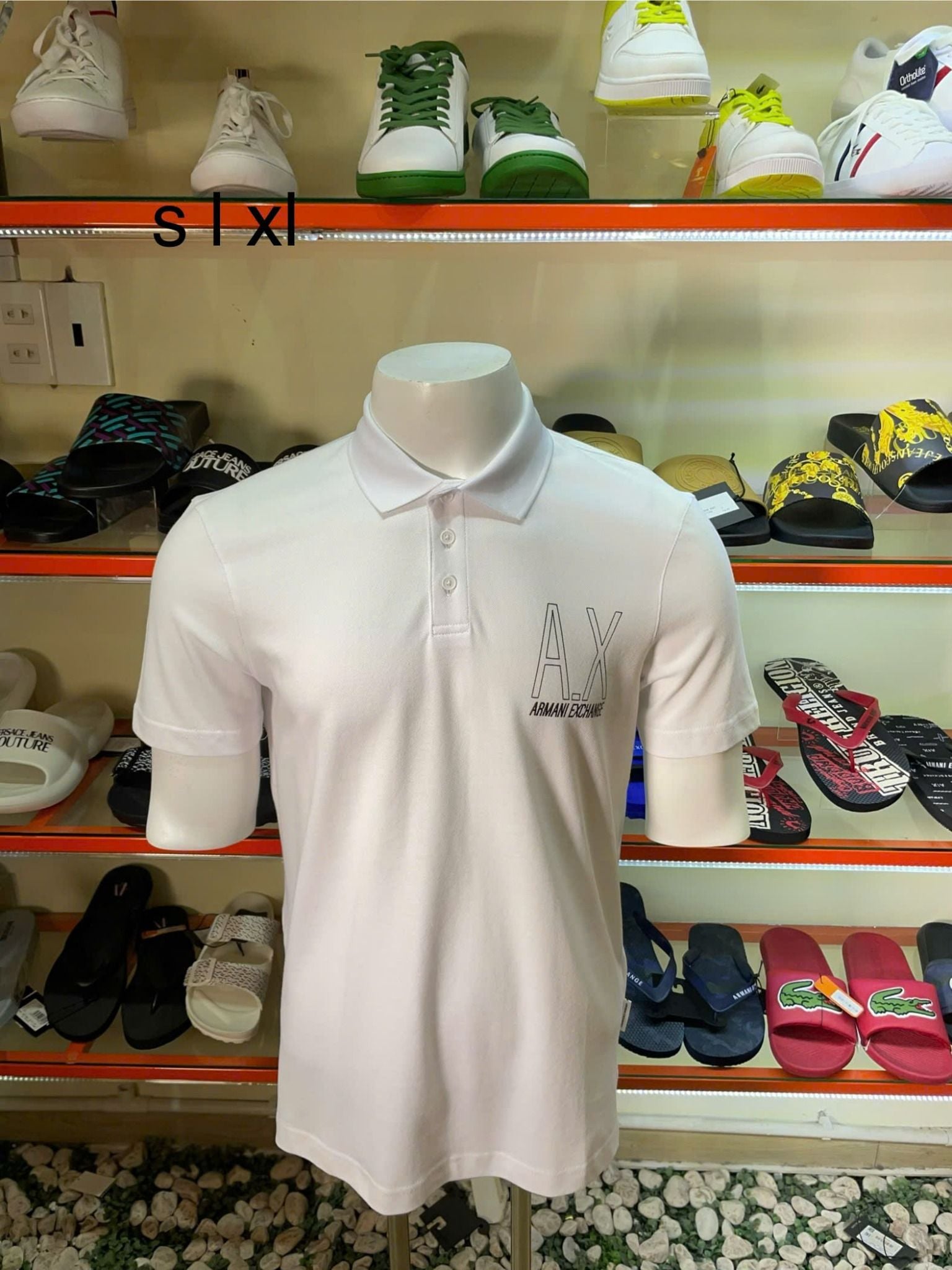 Áo Polo A/X Armani Exchange Trắng Chữ Đen - New - 3RZF90 ZJL4Z - PB03