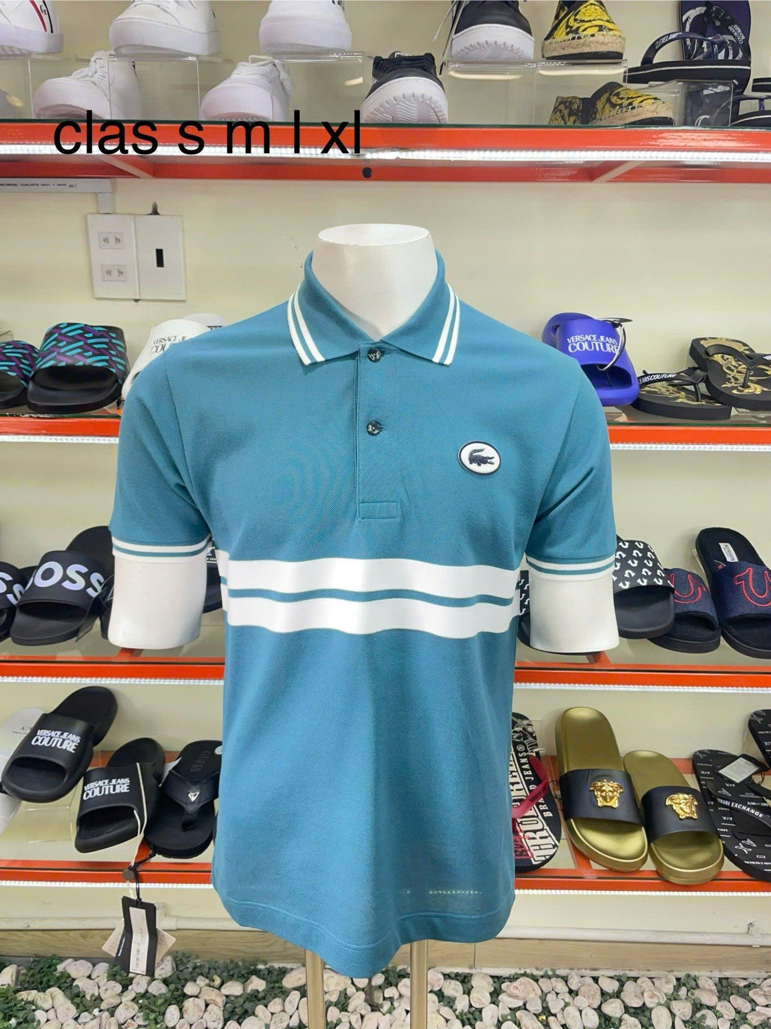 Áo Polo Lacoste Xanh Mint Sọc Ngang - New - PH7447 00 IPM - TC05