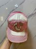 Nón True Religion Hồng Trắng Chữ Xám - Like New - N183