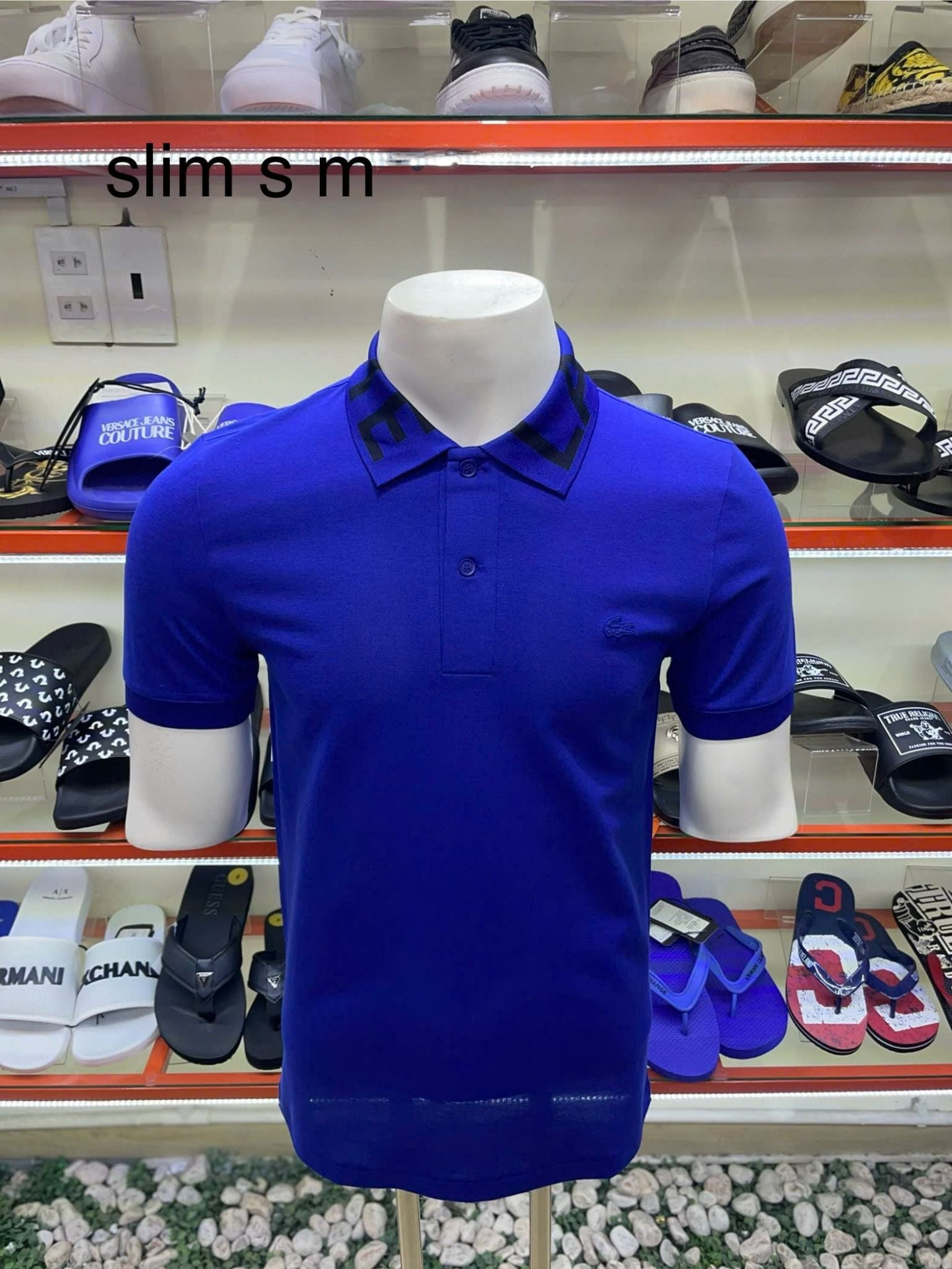 Áo Polo Lacoste Xanh Navy Cổ Viền Chữ Đen - New - PH7647 98 BDM - TC05