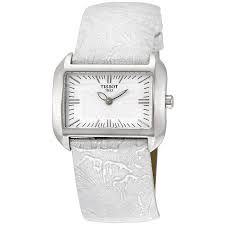 T-Wave White Dial Silver Leather Ladies Watch T0233091603102
