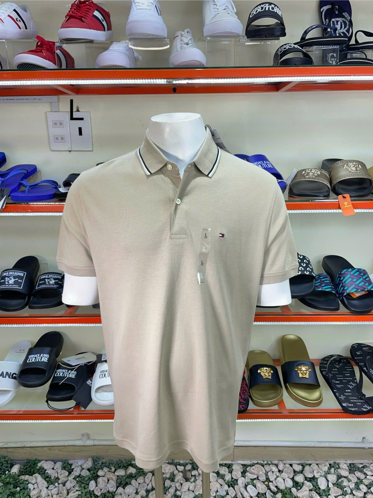 Áo Polo Tommy Hilfiger Nâu Cổ Viền Xanh Trắng - New - XM03612 250 RBT - TA02