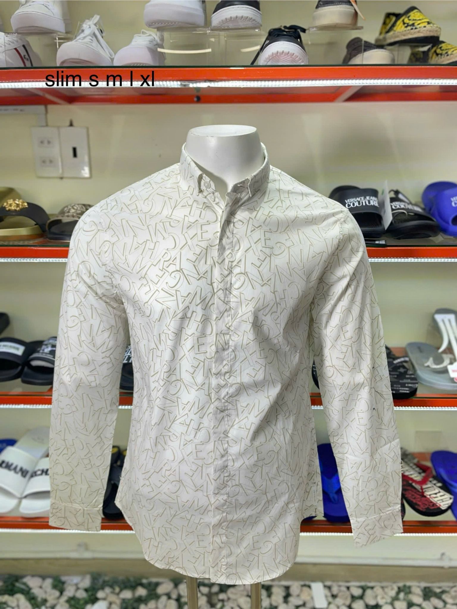 Áo Sơ Mi Tay Dài A/X Armani Exchange Trắng Chữ Nâu - New - 6RZC25 ZNEAZ - PA03