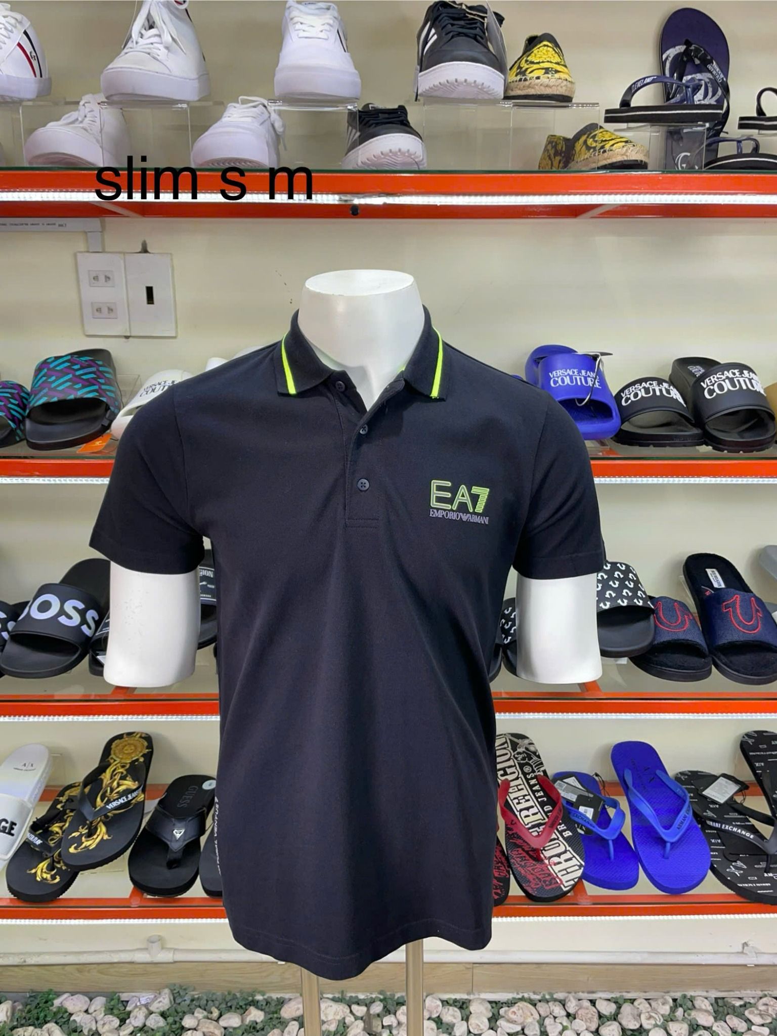 Áo Polo EA7 Emporio Armani Đen Cổ Viền Dạ Quang - New - 6ZPF65 PJJ6Z - PA02