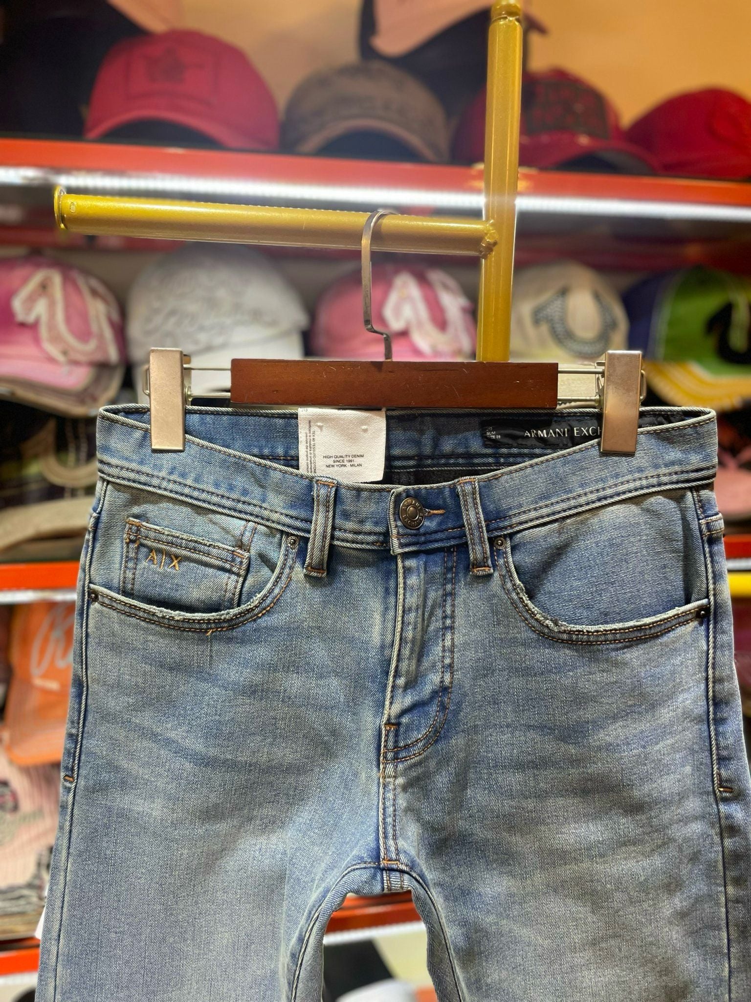 Quần Dài Jeans A/X Armani Exchange Xanh Chỉ Cam - New - 6LZJ13 Z1NPZ - GB03