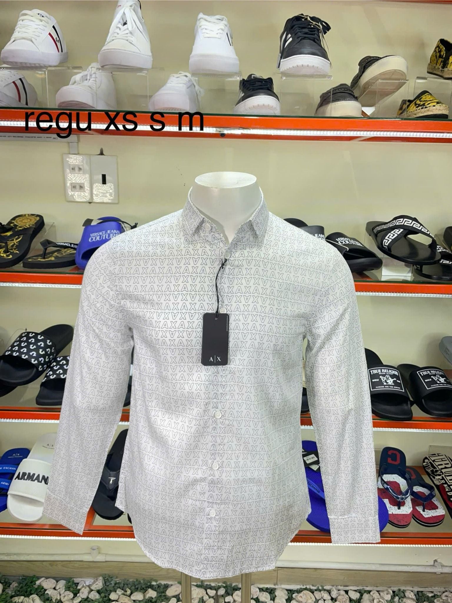 Áo Sơ Mi Tay Dài A/X Armani Exchange Trắng Chữ Mono - New - 6RZC45 ZNZRZ - PA03