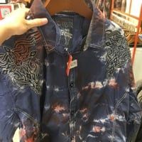 Áo Sơ Mi Tay Dài Xanh Họa Tiết Đám Mây Roar - Si - A037