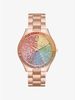 Oversized Slim Runway Rainbow Pavé Rose Gold-Tone Watch MK3890