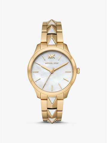 Runway Mercer Gold-Tone and Pearl Watch MK6689