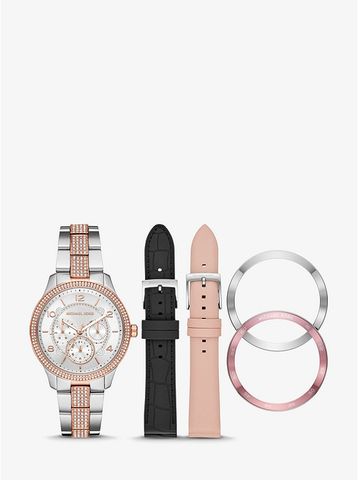 Oversized Runway Pavé Two-Tone Watch Set MK6727