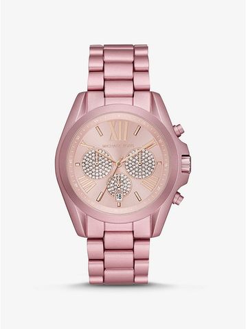 Oversized Bradshaw Pavé Pink-Tone Aluminum Watch MK6752