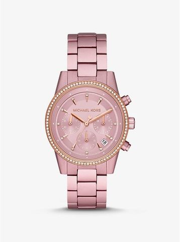 Ritz Pavé Pink-Tone Aluminum Watch MK6753