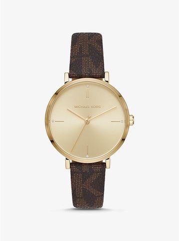 Oversized Jayne Gold-Tone and Logo Watch MK7129