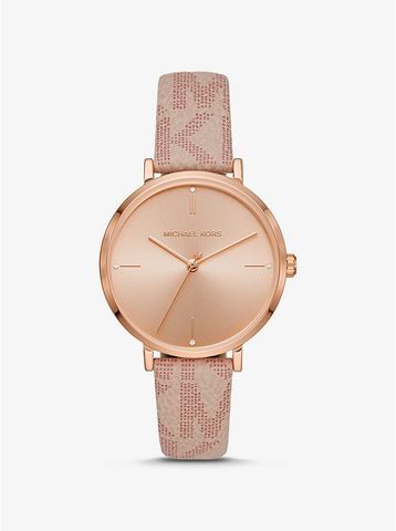 Oversized Jayne Rose Gold-Tone and Logo Watch MK7130