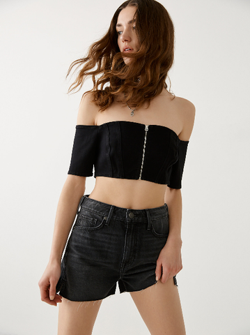 OFF SHOULDER ZIP TOP 203199