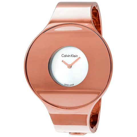Seamless Silver Dial Ladies Small Rose Gold-tone Bangle Watch K8C2S616