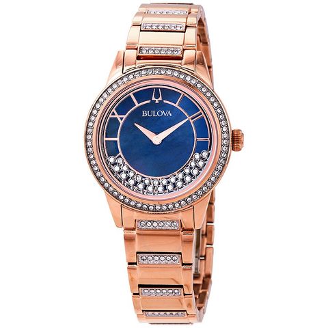 Crystal TurnStyle Blue Mother of Pearl Dial Ladies Watch 98L247