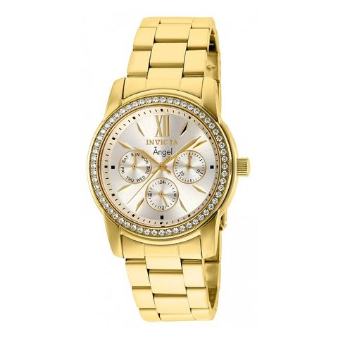 Angel Crystal Silver Dial Gold-tone Ladies Watch 28688