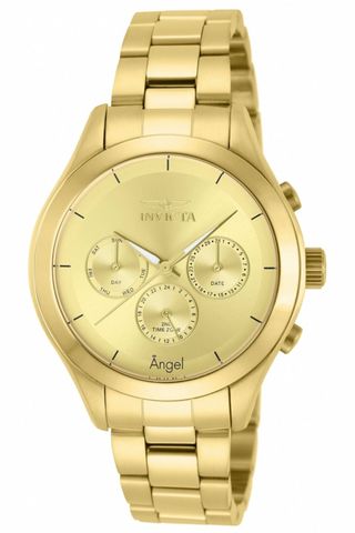 Angel Multi-function Gold Dial Gold-plated Ladies Watch 12466