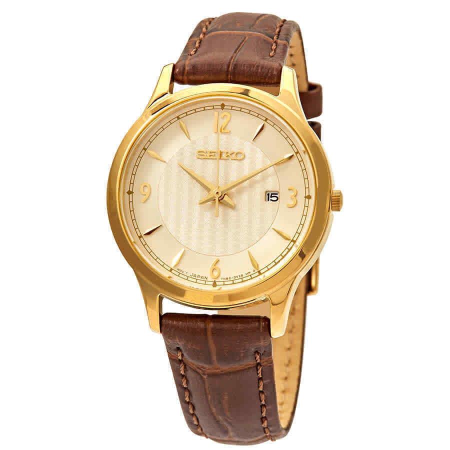 Mua Seiko Quartz Off White Dial Brown Leather Ladies Watch SXDG96 – Thiên  Đường Hàng Hiệu