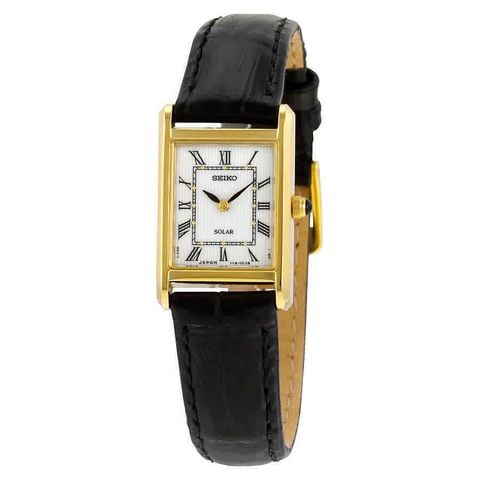 Solar White Dial Black Leather Ladies Watch SUP250