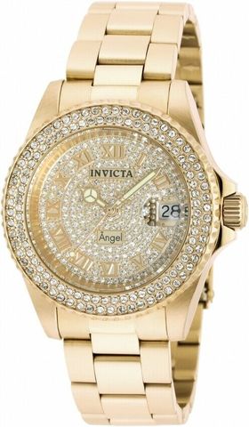Angel Gold Crystal-pave Dial Ladies Watch 90255