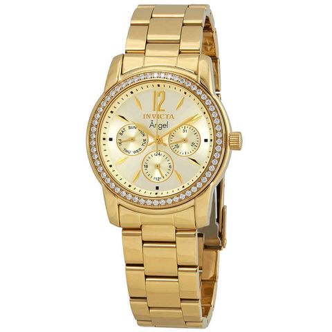 Angel Multi-Function Champagne Dial Gold-plated Ladies Watch 11770