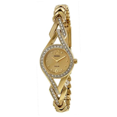 Solar Gold Dial Gold-Tone Steel Ladies Watch SUP176