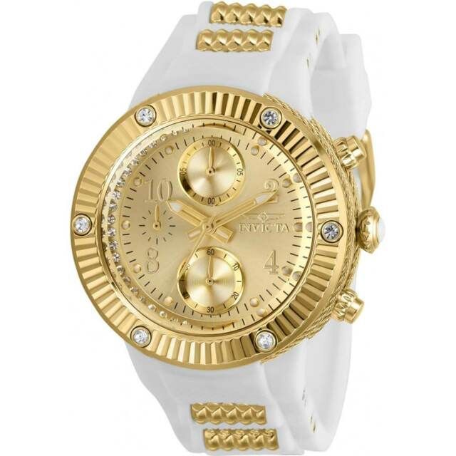 Angel Chronograph Quartz Crystal Gold Dial Ladies Watch 29515