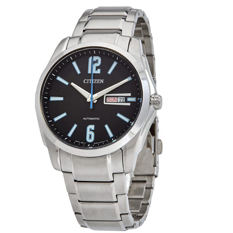 Automatic Day-Date Black Dial Stainless Steel Men's Watch NH7490-55E