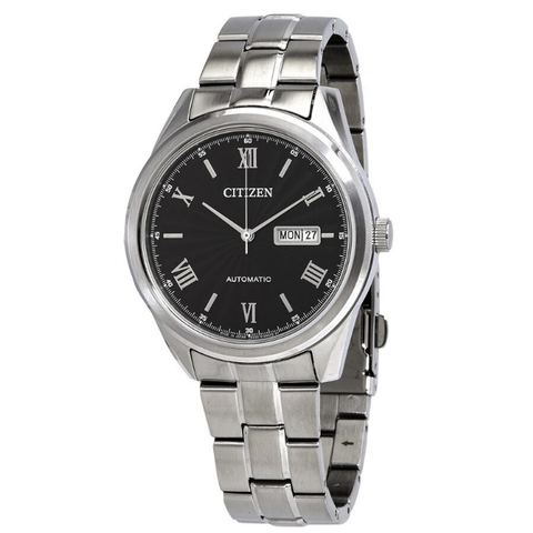 Automatic Day Date Black Dial Stainless Steel Men's Watch NH7510-50E