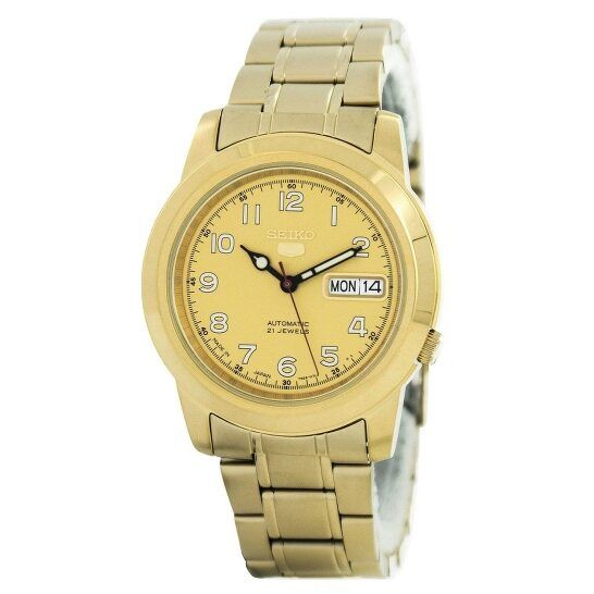 5 Automatic Gold Dial Yellow Gold-tone Men's Watch SNKK38J1