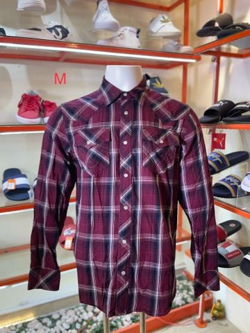 Áo Sơ Mi Tay Dài Sọc Đỏ Đậm TRUE RELIGION - Si - B04