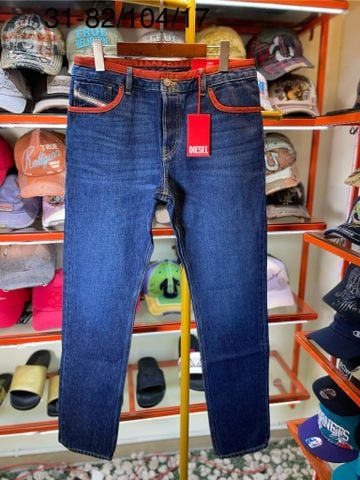 Quần Dài Jeans Xanh Viền Cam Diesel - New - A0531909C88