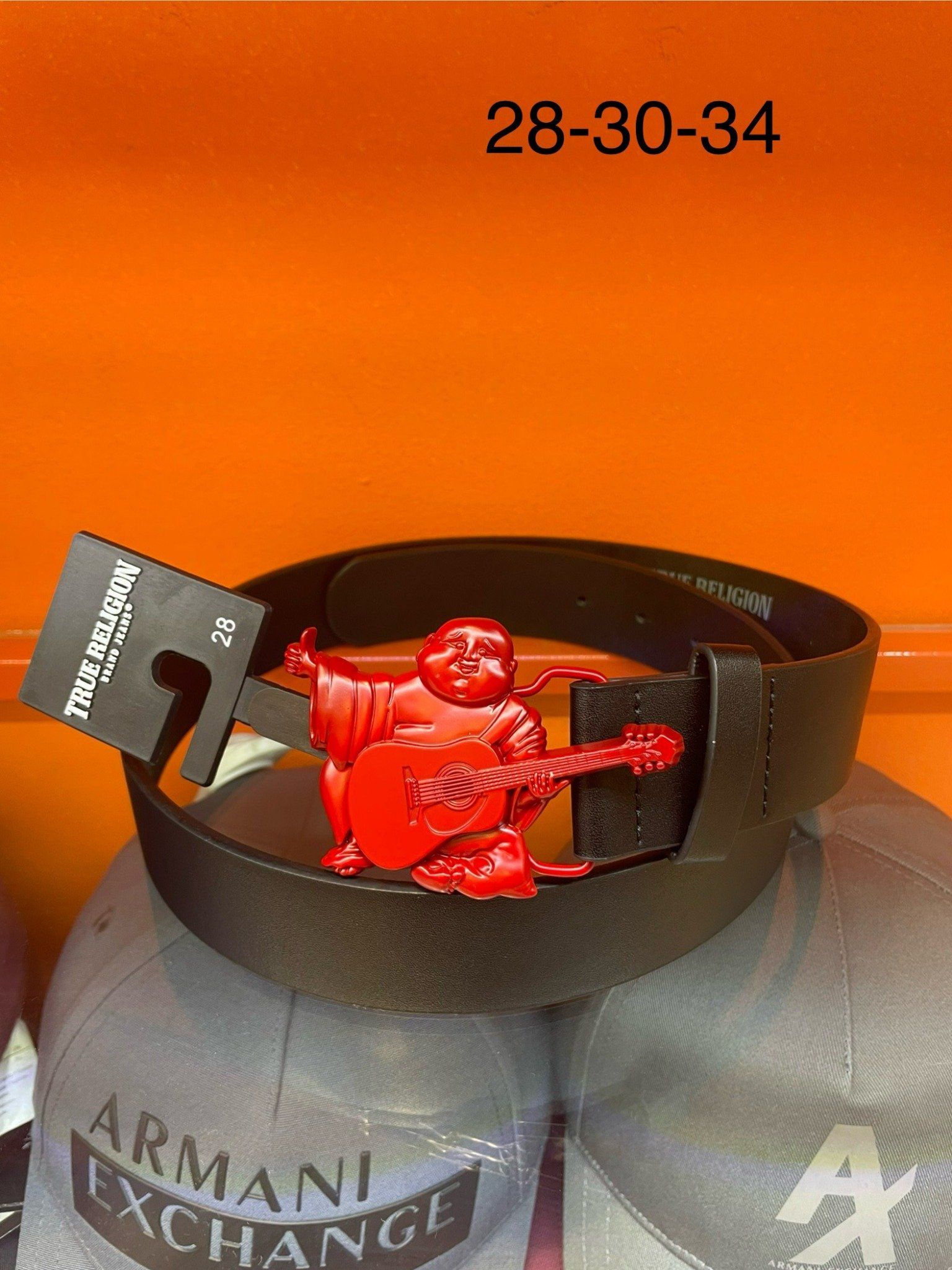 Dây Nịt True Religion Đen Mặt Ông Địa Đỏ - New - TR301031