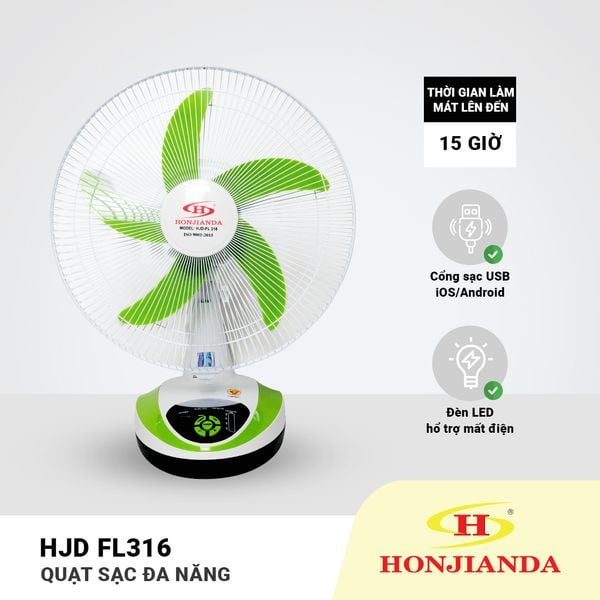 quạt sạc đa năng ac/dc Honjianda