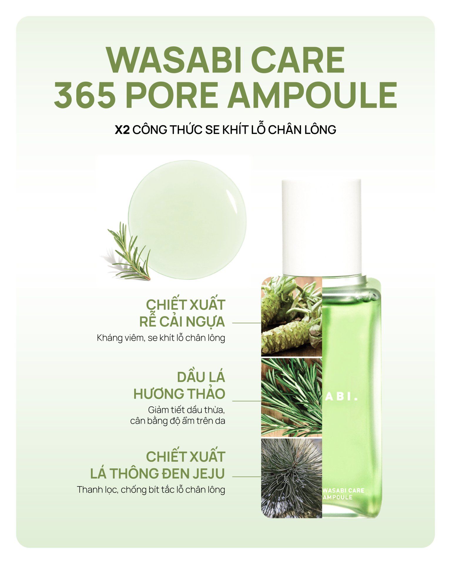  Tinh chất giảm mụn thu nhỏ lỗ chân lông WASABI 365 PORE AMPOULE 