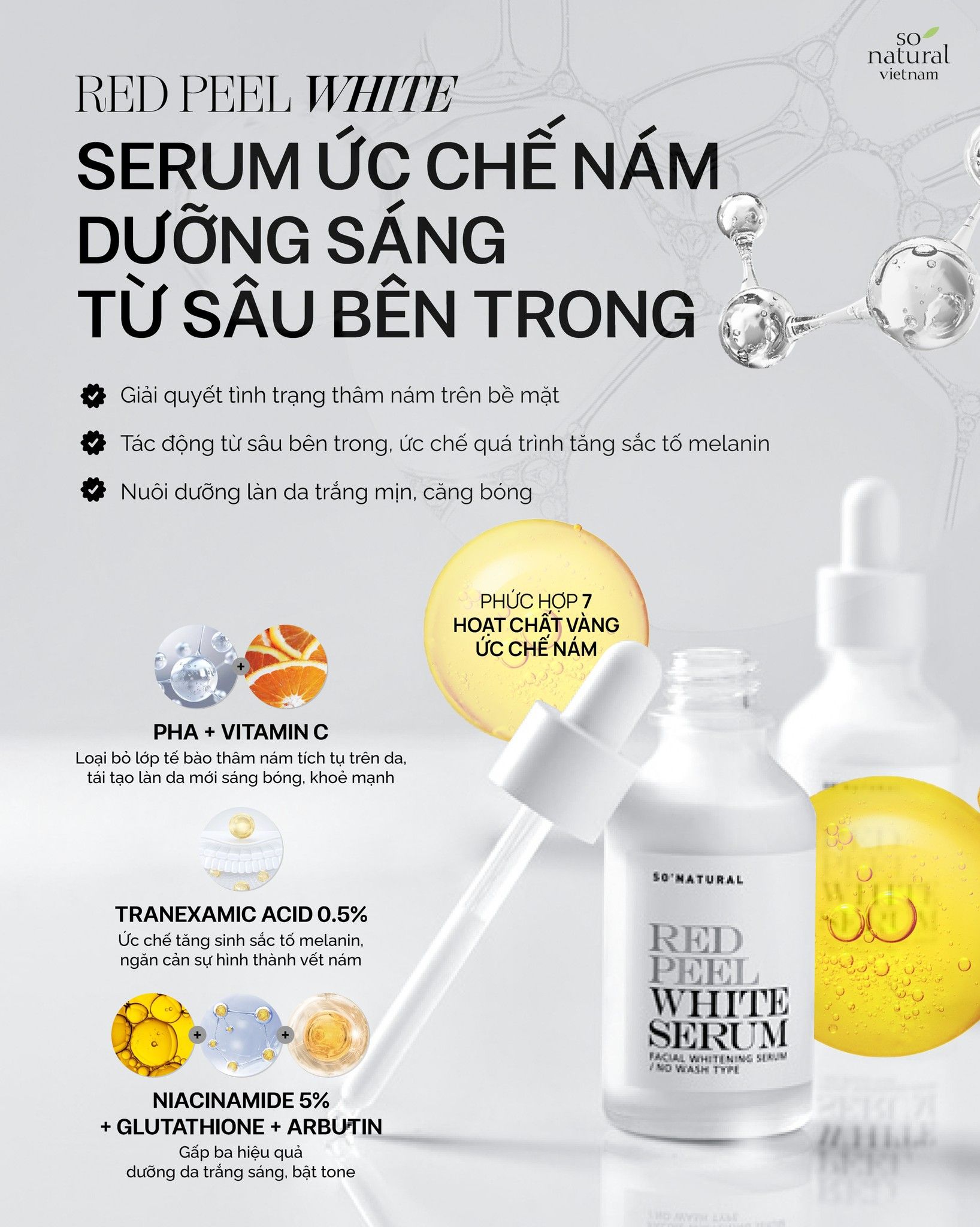  Serum ức chế nám, dưỡng trắng từ sâu bên trong Red Peel White 