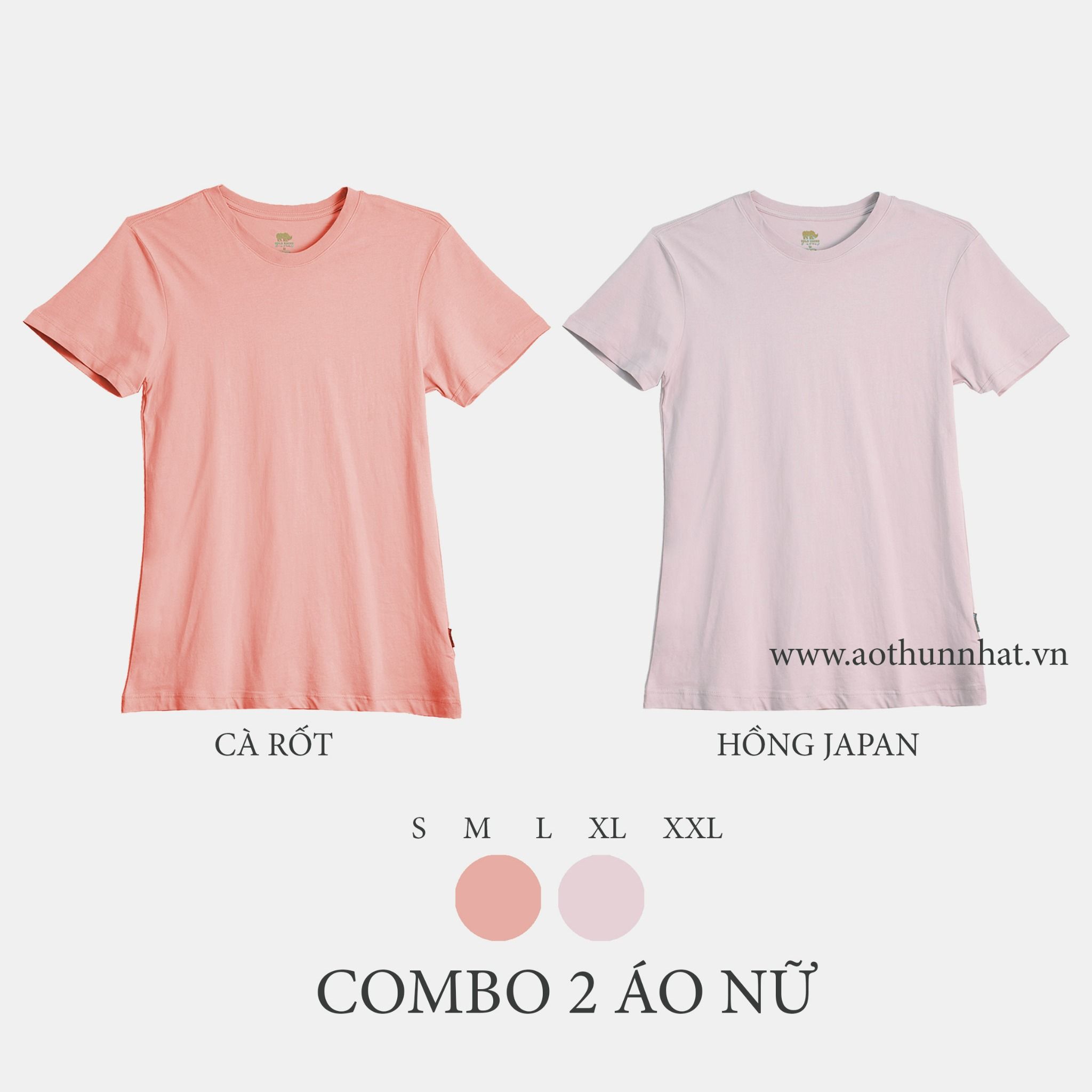  COMBO 2 ÁO NỮ  - COTTON THOÁT NHIỆT SIÊU MÁT, SIÊU NHẸ - Cà Rốt, Hồng Japan 