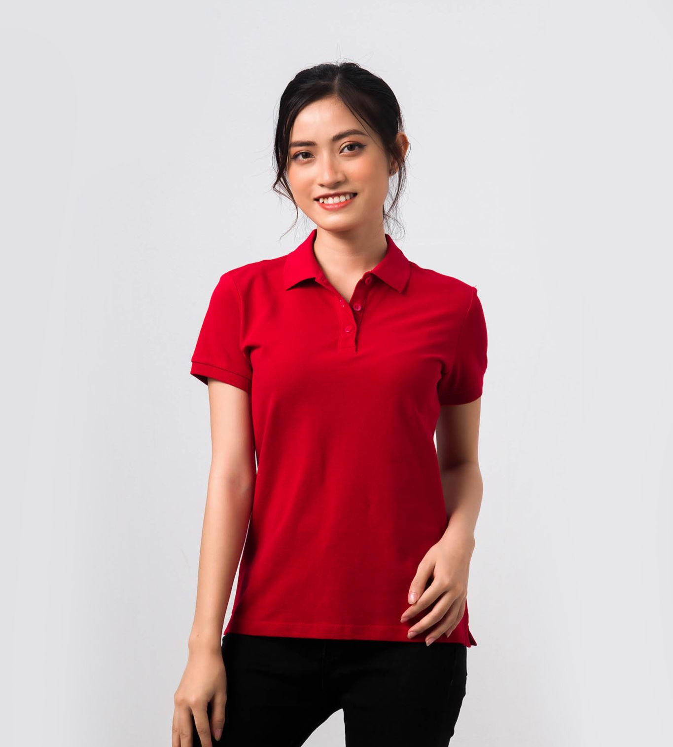  POLO NỮ 100% COTTON - Màu Đỏ Tươi 