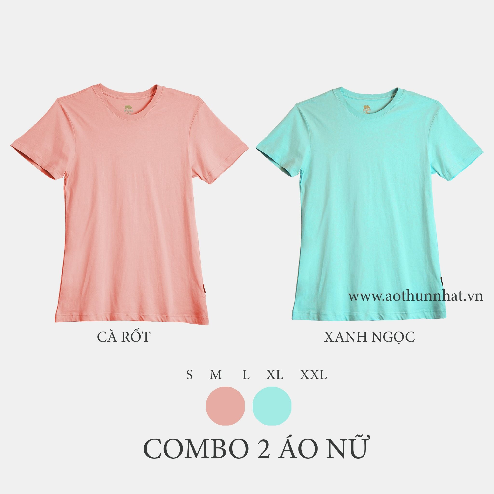  COMBO 2 ÁO NỮ - COTTON THOÁT NHIỆT SIÊU MÁT, SIÊU NHẸ  - Cà Rốt, Xanh Ngọc 