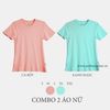  COMBO 2 ÁO NỮ - COTTON THOÁT NHIỆT SIÊU MÁT, SIÊU NHẸ  - Cà Rốt, Xanh Ngọc 