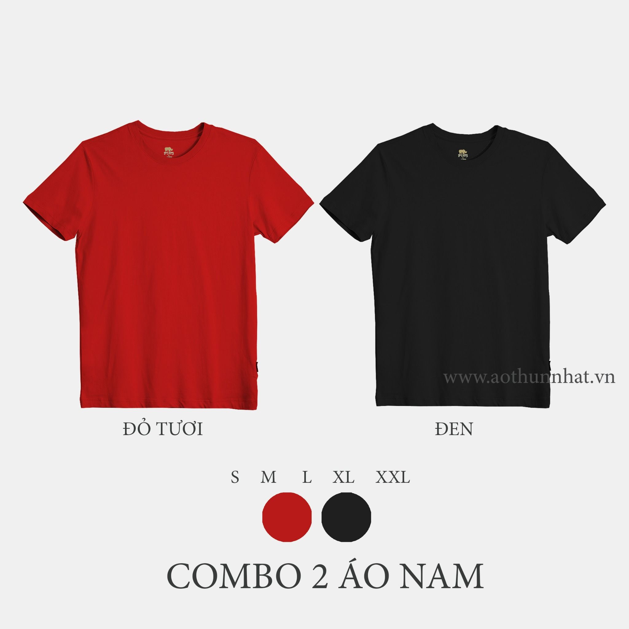  COMBO 2 ÁO NAM  - COTTON THOÁT NHIỆT SIÊU MÁT, SIÊU NHẸ - Đỏ Tươi, Đen 