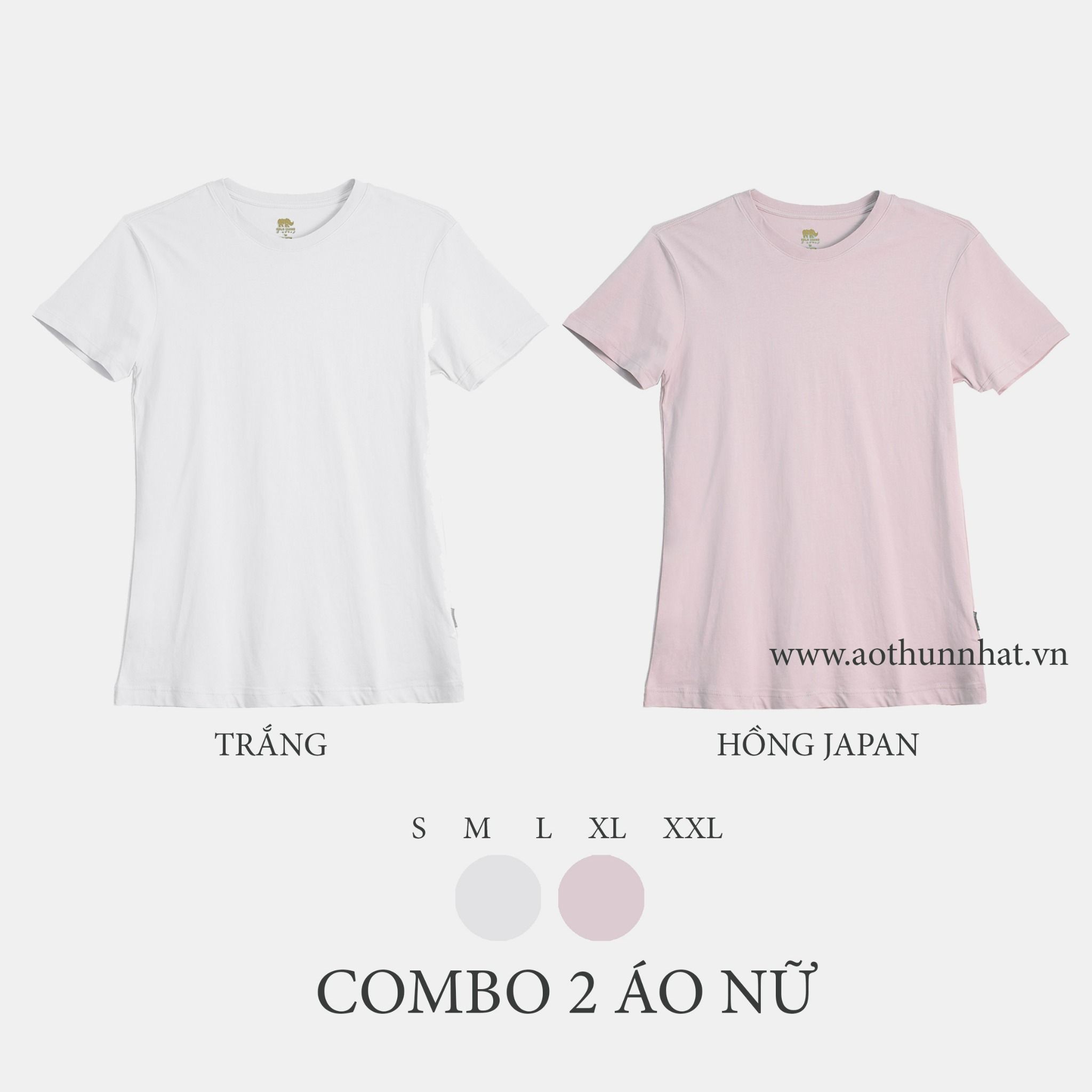  COMBO 2 ÁO NỮ - COTTON THOÁT NHIỆT SIÊU MÁT, SIÊU NHẸ - Trắng, Hồng Japan 