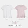  COMBO 2 ÁO NỮ - COTTON THOÁT NHIỆT SIÊU MÁT, SIÊU NHẸ - Trắng, Hồng Japan 