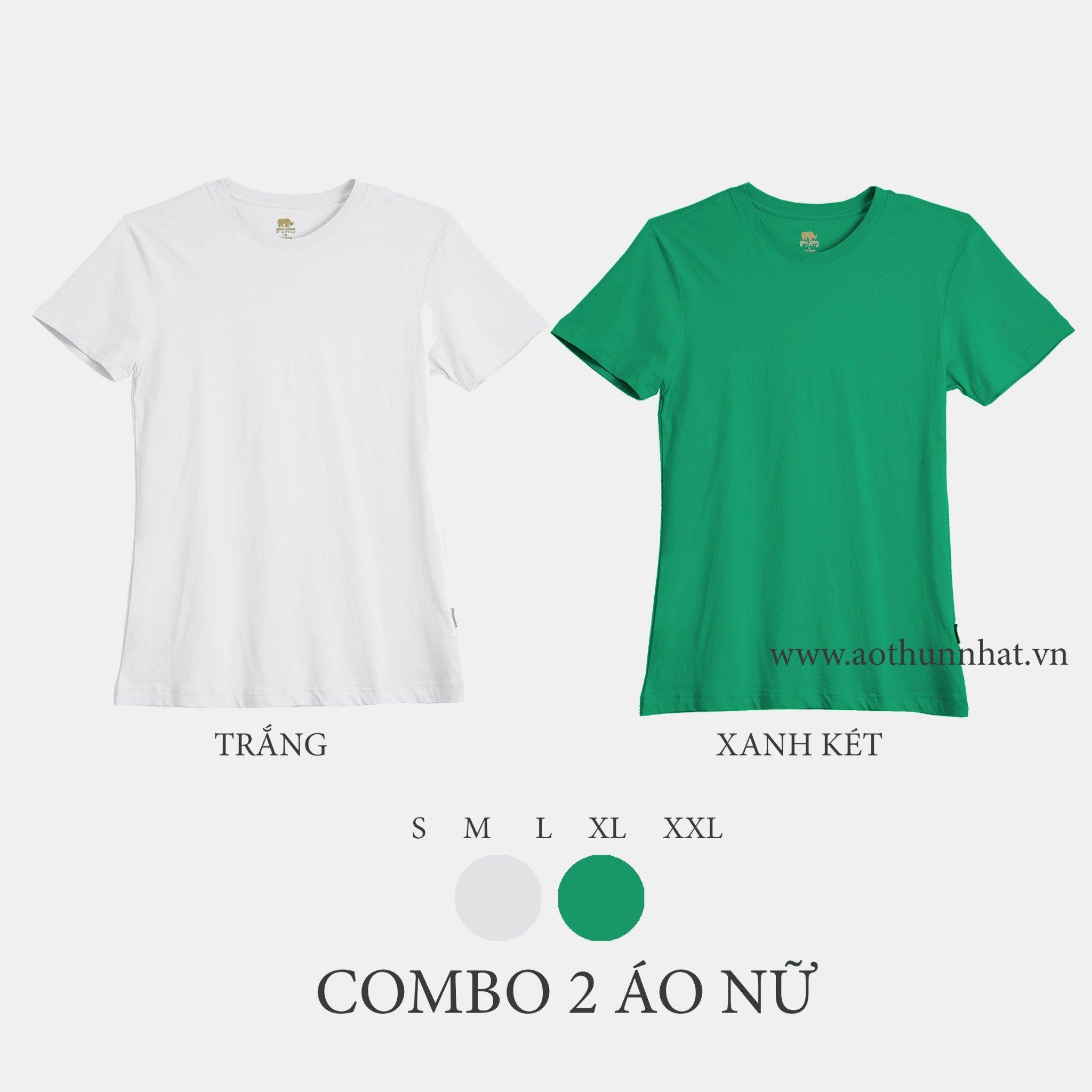  COMBO 2 ÁO NỮ - COTTON THOÁT NHIỆT SIÊU MÁT, SIÊU NHẸ - Trắng, Xanh Két 